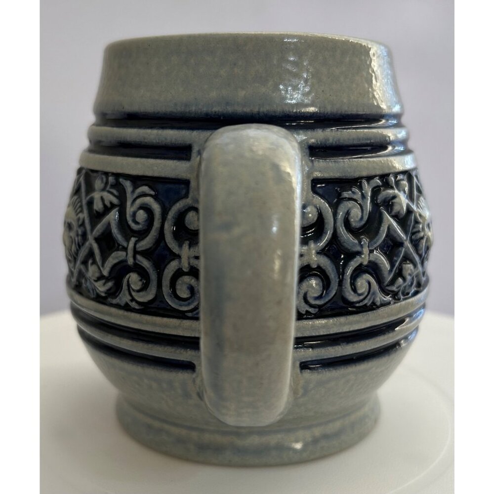 Vintage German Beer Stein Mug Lion Motif Blue / Gray Glaze Original King 620/3 - Picture 4 of 6